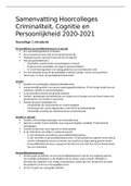 Samenvatting Hoorcolleges Criminaliteit, Cognitie en Persoonlijkheid 2020 - 201