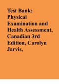 Test Bank: Physical Examination and Health Assessment, Canadian 3rd Edition, Carolyn Jarvis,