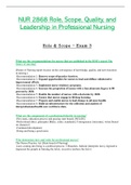 NUR 2868 &sol; NUR2868 Exam 3 &lpar;Latest&rpar;&colon; Role&comma; Scope&comma; Quality & Leadership in Professional Nursing - Rasmussen
