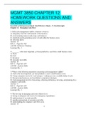 MGMT 3850 CHAPTER 12  HOMEWORK QUESTIONS AND  ANSWERS