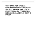 TEST BANK FOR SPECIAL EDUCATION IN CONTEMPORARY SOCIETY AN INTRODUCTION TO EXCEPTIONALITY&comma; 7TH EDITION&comma; RICHARD M&period; GARGIULO&comma; EMILY C&period; BOUCK