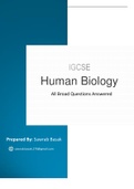 Human Biology - All Broad Questions & Answers (IGCSE)