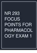 NR 293 FOCUS POINTS FOR PHARMACOLOGY EXAM 1