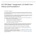 HLT 205 Week 1 Assignment&comma; US Health Care History and Foundations 1&colon; Fall 2020