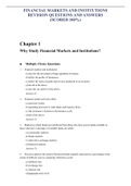 FINANCIAL MARKETS AND INSTITUTIONS REVISION QUESTIONS AND ANSWERS (SCORED 100%)
