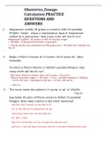Obstetrics_Dosage Calculation PRACTICE QUESTIONS AND ANSWERS