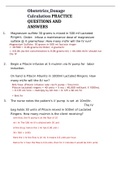 Obstetrics&lowbar;Dosage Calculation PRACTICE QUESTIONS AND ANSWERS