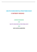 HESI PN FUNDAMENTALS PROCTORED EXAM (9 LATEST VERSIONS)|Verified and 100% Correct Q & A, Complete Document for HESI Exam|