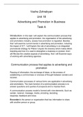 BTEC Business Level 3 Unit 18 - Advertising and Promotion in Business: Distinction Achieved