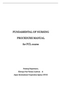 Summary  FUNDAMENTAL OF NURSING PROCEDURE MANUAL for PCL course Nursing Department, Khwopa Poly-Technic Institute ＆ Japan International Cooperation Agency (JICA)