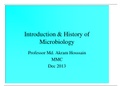 Exam (elaborations) Introduction & History of  Microbiology Professor Md. Akram Hosssain MMC