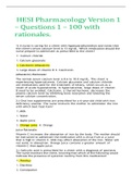 HESI Pharmacology Version 1 &ndash; Questions 1 &ndash; 100 with rationales &lpar;Already Graded A&rpar;