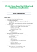 NR602 / NR-602 WEEK 3 QUIZ STUDY GUIDE BUNDLE (Latest): Primary Care of the Childbearing & Childrearing Family Practicum - Chamberlain