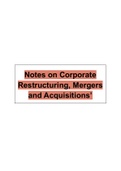 Notes on Corporate Restructuring, Mergers and Acquisitions’