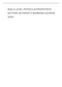 AQA A LEVEL PHYSICS ASTROPHYSICS SECTION 3B PAPER 3 MARKING SCHEME 2020