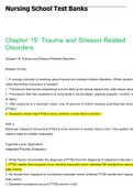ATI MedSurg Test Bank, Anxiety, Stress, and Trauma-Related Disorders 100% Correct Answers, Download to Score A