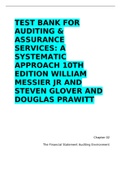 Test Bank for Auditing & Assurance Services,, A Systematic Approach 10th Edition William Messier Jr and Steven Glover and Douglas Prawitt