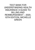 TEST BANK FOR UNDERSTANDING HEALTH INSURANCE A GUIDE TO BILLING AND REIMBURSEMENT – 2020, 15TH EDITION, MICHELLE GREEN.
