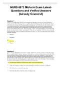 NURS 6670 Midterm Exam Latest-Questions and Verified Answers (Already Graded A).