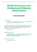 NR602 / NR-602 Final Exam Review (Latest 2021): Primary Care of the Childbearing & Childrearing Family Practicum - Chamberlain