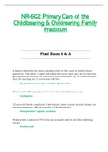 NR602 / NR-602 Final Exam Q & A (Latest): Primary Care of the Childbearing & Childrearing Family Practicum - Chamberlain