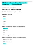 ATI TEAS 6 Practice Tests Workbook 6 &lpar;Questions & Correct Answer&rpar;