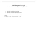 Samenvatting Inleiding Sociologie (SOW-SOB1001)