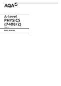 MARK SCHEME – A-LEVEL PHYSICS PAPER 2 – 7408/2 