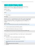 NSG 4028 FINAL QUIZ&period; &vert; VERIFIED SOLUTION 