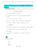 NSG C278 COLLEGE ALGEBRA EXAM &vert;  WITH A FORMULA SHEET