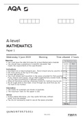 A-level MATHEMATICS Paper 1 EXAM QUESTIONS ONLY 2019