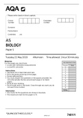 2019 AQA AS BIOLOGY PAPER 1 QUESTIONS WITH NO MARKING SCHEME