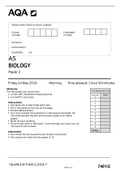 2019 AQA AS BIOLOGY PAPER 2 QUESTIONS ONLY NO ANSWERS