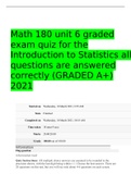Math 180 unit 6 graded exam quiz for the Introduction to Statistics all questions are answered correctly (GRADED A+) 2021