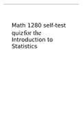 Math 1280 self-test quiz for the Introduction to Statistics practice questions and answers solved solution 