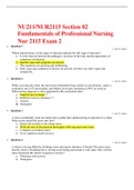 NU211/NUR2115 Section 02 Fundamentals of Professional Nursing Nur 2115 Exam 2
