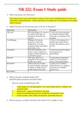 NR 222 -Exam 1 Study Guide With Complete UPDATED Solutions Grade A