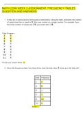 MATH 225N WEEK 2 ASSIGNMENT, FREQUENCY TABLES QUESTION AND ANSWERS