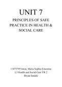 UNIT 7 Assignment (Principles of Safe Practice in Health and Social Care