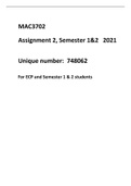 MAC3702  Semester 1&2 Assignment 2 #748062 COMPLETE