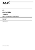 AS CHEMISTRY 7404&sol;1 Paper 1 Inorganic and Physical Chemistry Mark scheme June 2019 Version&colon; 1&period;0 Final