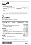 AQA AS Chemistry (74041) Paper 1 Inorganic and Physical Chemistry