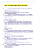 BIOL 101 Adult Health - Renal & Urinary 142 Questions And Answers( Complete Solution Rated A)