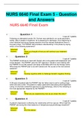 NURS 6640 Final Exam 5 - Question and Answers NURS 6640 Final Exam