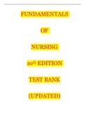 Fundamentals of Nursing 10th Edition 2022_Test Bank | 1000+ Pages 0f Answers & Rationale_Graded A+