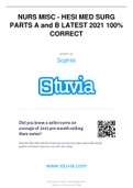 NURS MISC - HESI MED SURG PARTS A and B LATEST 2021 100&percnt; CORRECT