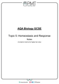 Detailed Notes - Topic 5 Homeostasis and Response - AQA Biology GCSE