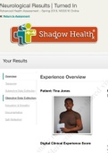 NSG 516 Neurological Completed Shadow Health 3 GRADED A+