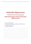 NURS 6501 Midterm Exam (3 Versions) NURS 6501 Advanced Pathophysiology, NURS 6501 Week 6 Midterm Exam (3 Versions) NURS 6501 Advanced Pathophysiology