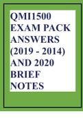 QMI1500 EXAM PACK ANSWERS (2019 - 2014) AND 2020 BRIEF NOTES